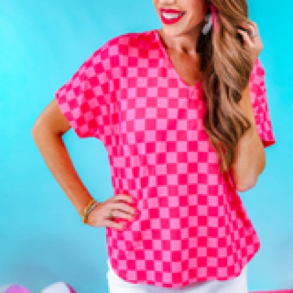 Pink Checkered Women's Top